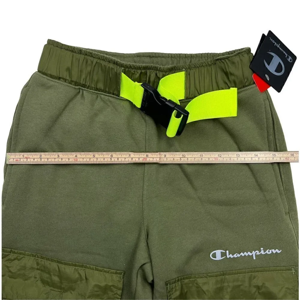 New Champion Men US XS Olive Fleece Pants Patch Pockets Sport Warm Joggers - Picture 12 of 13